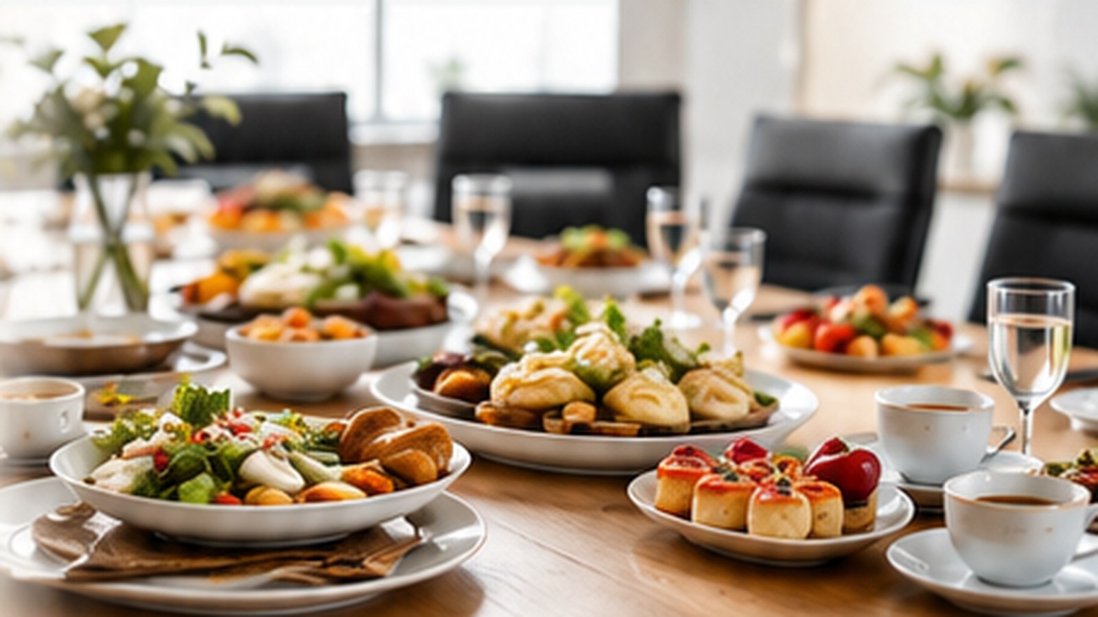 Catering preparado para una reunión